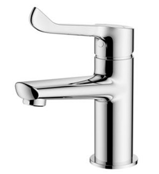 Single-handled faucet for single-hole Basin-